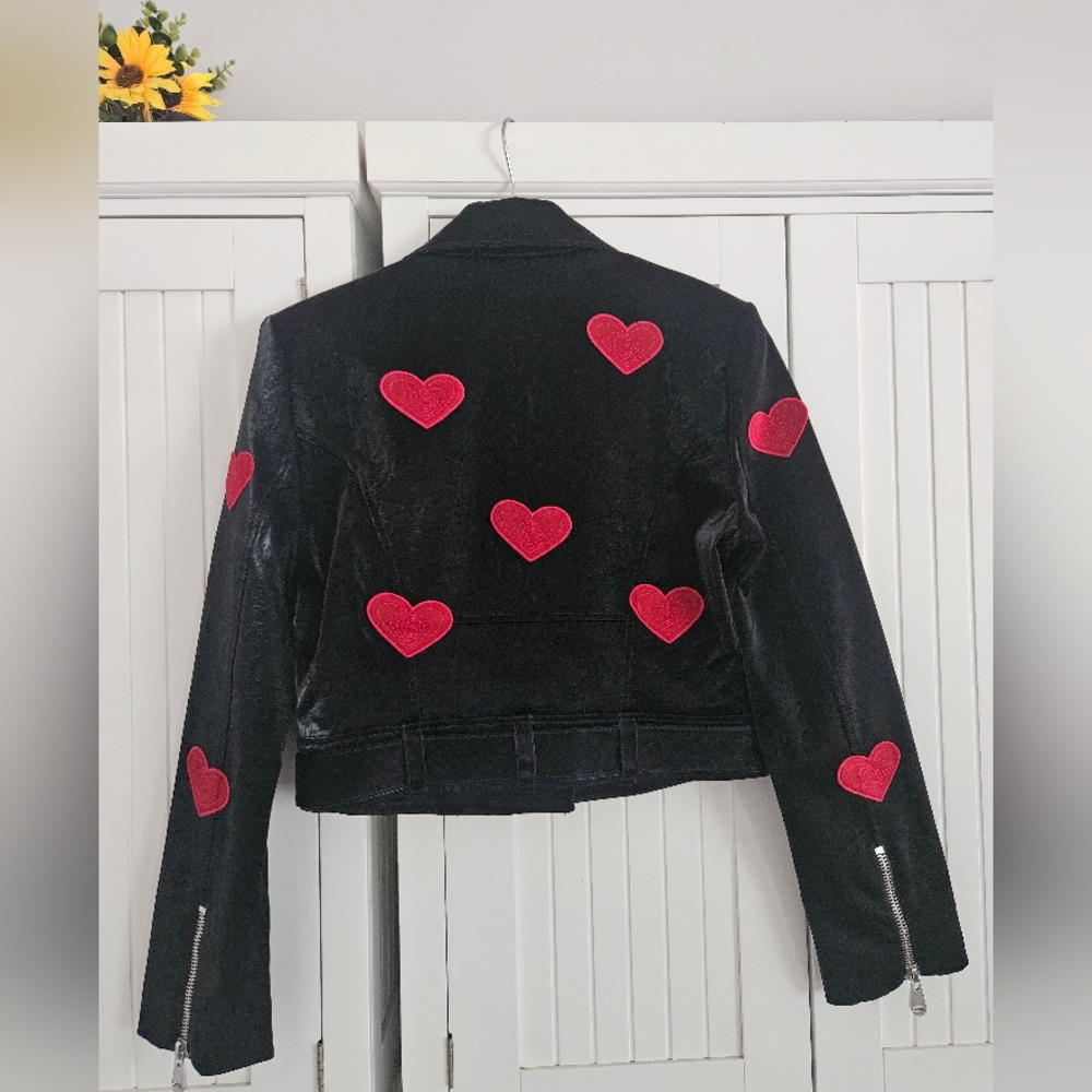 NWT Cinq a Sept Black Jacket with Red Heart Accents - Picture 5 of 5